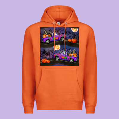Halloween Spooky Truck Seamless Pattern Premium Hoodie Designed By Bundleandbundleshop