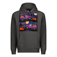 Charcoal Heather halloween spooky truck seamless pattern Premium Hoodie - BundleAndBundleShop