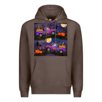 Coffee halloween spooky truck seamless pattern Premium Hoodie - BundleAndBundleShop