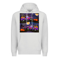 Dove Grey halloween spooky truck seamless pattern Premium Hoodie - BundleAndBundleShop