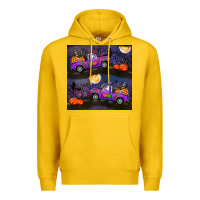 Lemon halloween spooky truck seamless pattern Premium Hoodie - BundleAndBundleShop