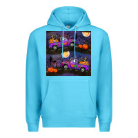 Ocean Blue halloween spooky truck seamless pattern Premium Hoodie - BundleAndBundleShop