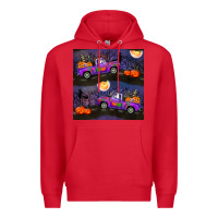 Red halloween spooky truck seamless pattern Premium Hoodie - BundleAndBundleShop