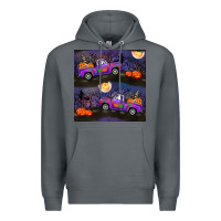 Rock halloween spooky truck seamless pattern Premium Hoodie - BundleAndBundleShop