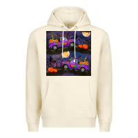 Sandshell halloween spooky truck seamless pattern Premium Hoodie - BundleAndBundleShop