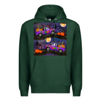 Sports Green halloween spooky truck seamless pattern Premium Hoodie - BundleAndBundleShop