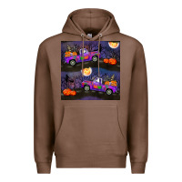 Chestnut halloween spooky truck seamless pattern Premium Hoodie - BundleAndBundleShop