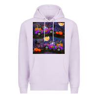 Lilac halloween spooky truck seamless pattern Premium Hoodie - BundleAndBundleShop