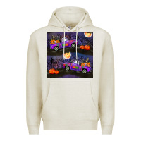 Oatmeal Heather halloween spooky truck seamless pattern Premium Hoodie - BundleAndBundleShop