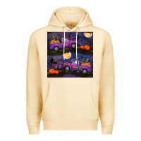 Halloween Spooky Truck Seamless Pattern Premium Hoodie | Teevron