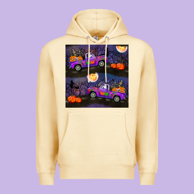 Halloween Spooky Truck Seamless Pattern Premium Hoodie Designed By Bundleandbundleshop