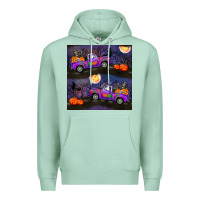 Seafoam halloween spooky truck seamless pattern Premium Hoodie - BundleAndBundleShop