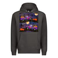 Smoke halloween spooky truck seamless pattern Premium Hoodie - BundleAndBundleShop