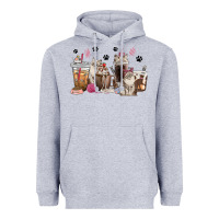Heather Grey siberian cat coffee cups Heavyweight Hoodie - texasbilliewilder