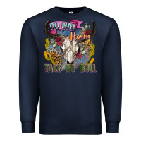 Navy do not harm take no bull cow skull Premium Sweatshirt - Zillion Design Studio