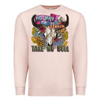 Pale Pink do not harm take no bull cow skull Premium Sweatshirt - Zillion Design Studio