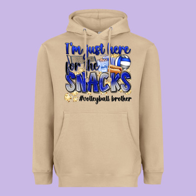 Im Just Here For The Snacks Volleyball Brother Heavyweight Hoodie Designed By Zillion Design Studio