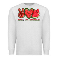 Oatmeal Heather peace love watermelon Premium Sweatshirt - texasbilliewilder