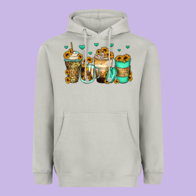 Sunflowers Coffee Cups Heavyweight Hoodie Designed By Zillion Design Studio