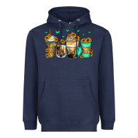Navy sunflowers coffee cups Heavyweight Hoodie - Zillion Design Studio