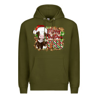 Army Green merry christmas y'all cow Premium Hoodie - Artiststas
