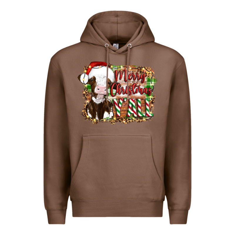 Merry Christmas Y'all Cow Premium Hoodie by Artiststas | Teevron