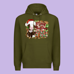 Merry Christmas Y'all Cow Premium Hoodie Designed By Artiststas