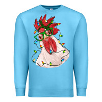 Ocean Blue christmas rooster with lights Premium Sweatshirt - RanaPortraitStore