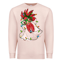Pale Pink christmas rooster with lights Premium Sweatshirt - RanaPortraitStore