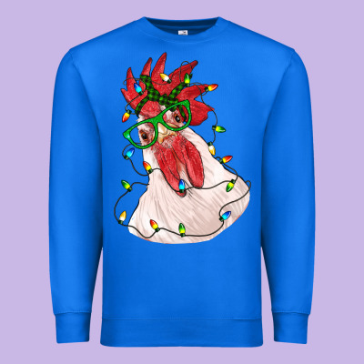 Christmas Rooster With Lights Premium Sweatshirt Designed By Ranaportraitstore