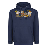 Navy skeleton hands coffee cups Heavyweight Hoodie - texasbilliewilder