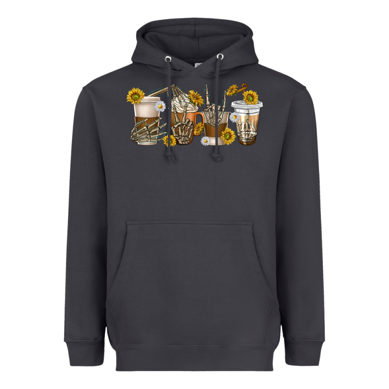 Skeleton Hands Coffee Cups Heavyweight Hoodie by texasbilliewilder | Teevron