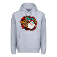 Heather Grey texas santa wood slice ornament Premium Hoodie - JahusDesignShop
