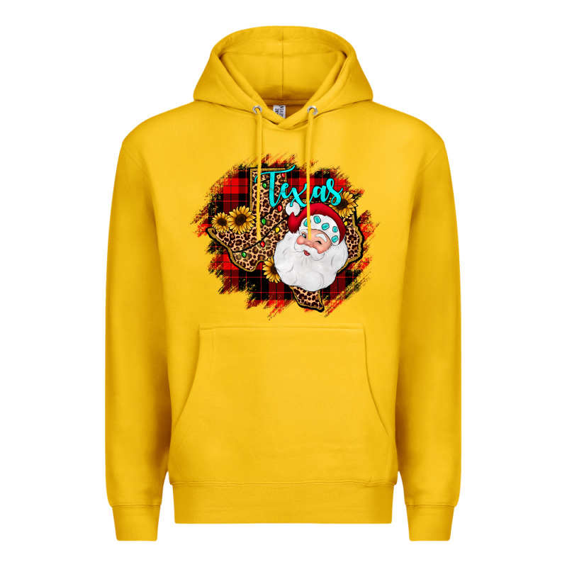 Texas Santa Wood Slice Ornament Premium Hoodie by JahusDesignShop | Teevron