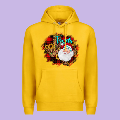 Texas Santa Wood Slice Ornament Premium Hoodie Designed By Jahusdesignshop