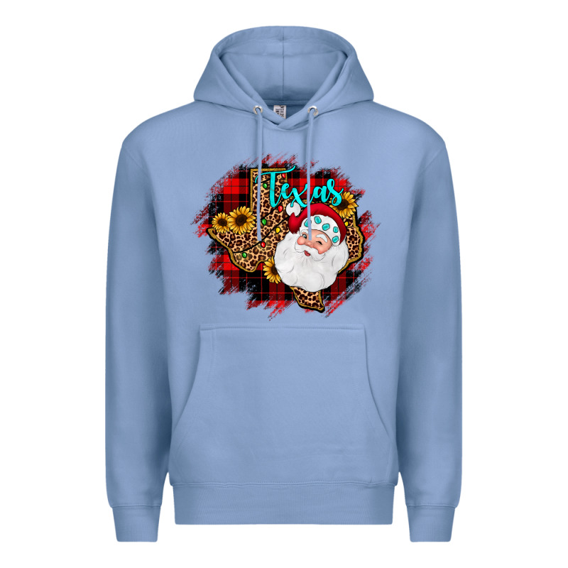 Texas Santa Wood Slice Ornament Premium Hoodie by JahusDesignShop | Teevron