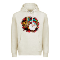 Oatmeal Heather texas santa wood slice ornament Premium Hoodie - JahusDesignShop