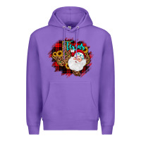 Purple texas santa wood slice ornament Premium Hoodie - JahusDesignShop