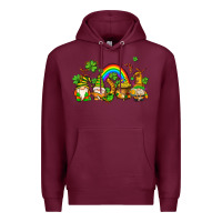 Burgundy st patricks gnomes with rainbow Premium Hoodie - AdoDesignShop