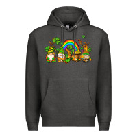 Charcoal Heather st patricks gnomes with rainbow Premium Hoodie - AdoDesignShop
