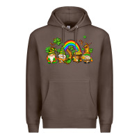 Coffee st patricks gnomes with rainbow Premium Hoodie - AdoDesignShop