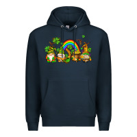 Navy st patricks gnomes with rainbow Premium Hoodie - AdoDesignShop