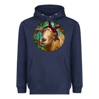 Navy Farm Goat Christmas Heavyweight Hoodie - RanaPortraitStore