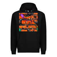 Black halloween witch hats leopard seamless pattern Premium Hoodie - BundleAndBundleShop