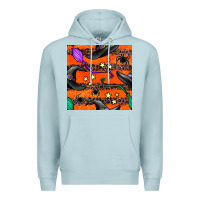 Blue Mist halloween witch hats leopard seamless pattern Premium Hoodie - BundleAndBundleShop
