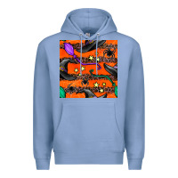 Colony Blue halloween witch hats leopard seamless pattern Premium Hoodie - BundleAndBundleShop