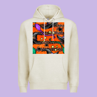 Halloween Witch Hats Leopard Seamless Pattern Premium Hoodie Designed By Bundleandbundleshop