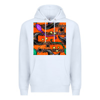 White halloween witch hats leopard seamless pattern Premium Hoodie - BundleAndBundleShop