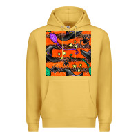 Antique Gold halloween witch hats leopard seamless pattern Premium Hoodie - BundleAndBundleShop