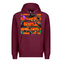 Burgundy halloween witch hats leopard seamless pattern Premium Hoodie - BundleAndBundleShop